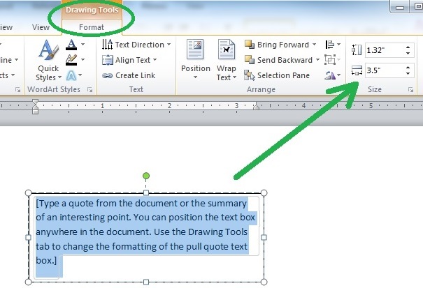 Using the Format tab to Manually Enter an Exact Label Size in Microsoft Word